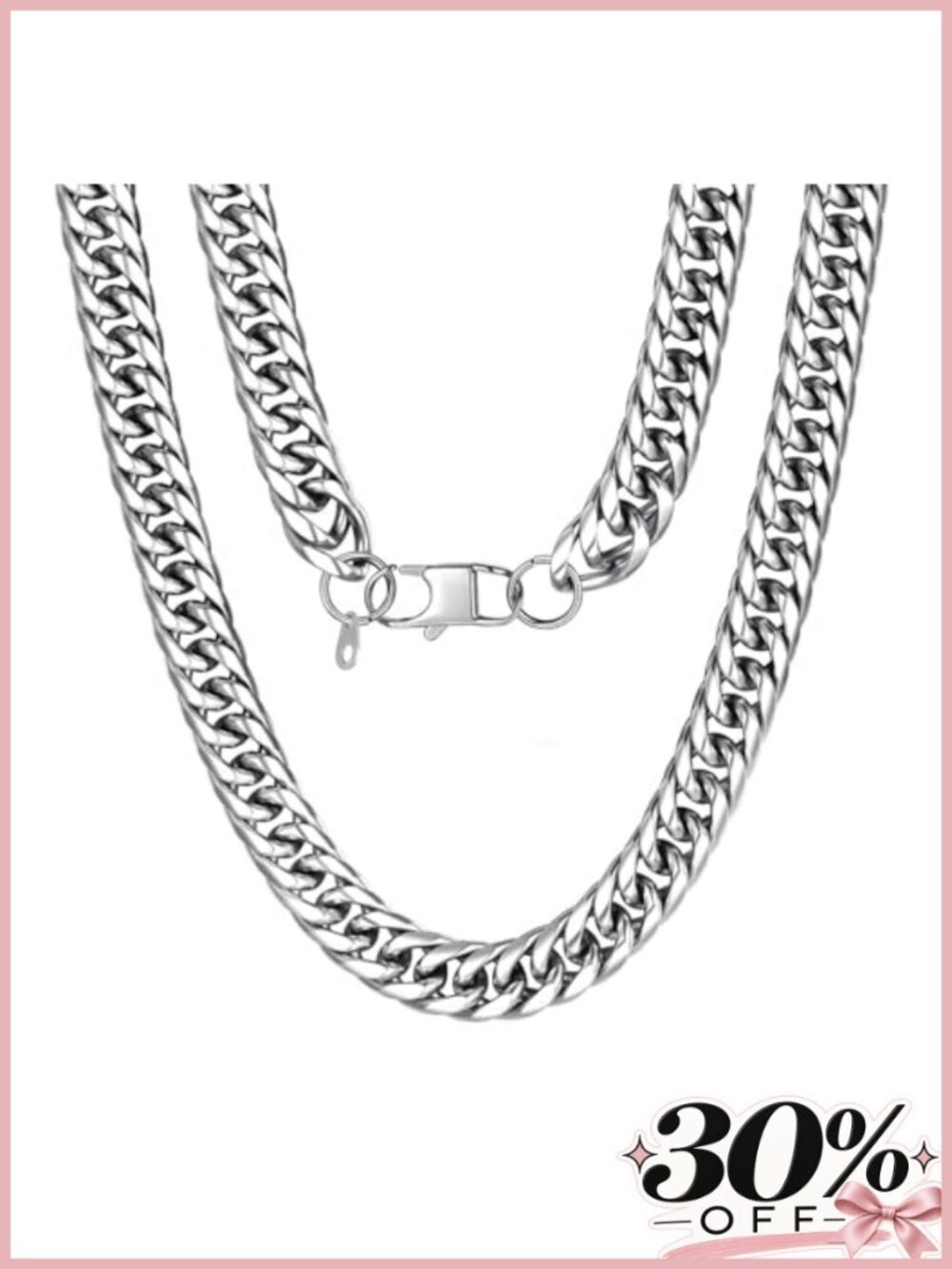 Men's Stainless Steel Cuban Link Chain Necklace 22" Franco Curb